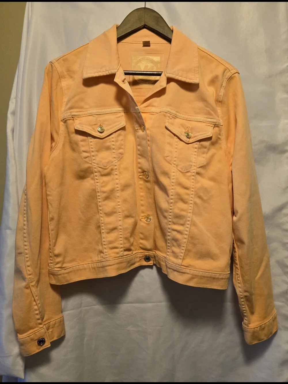Michael Kors Women's XL Peach Denim Jacket - Casual Button-Front Coat